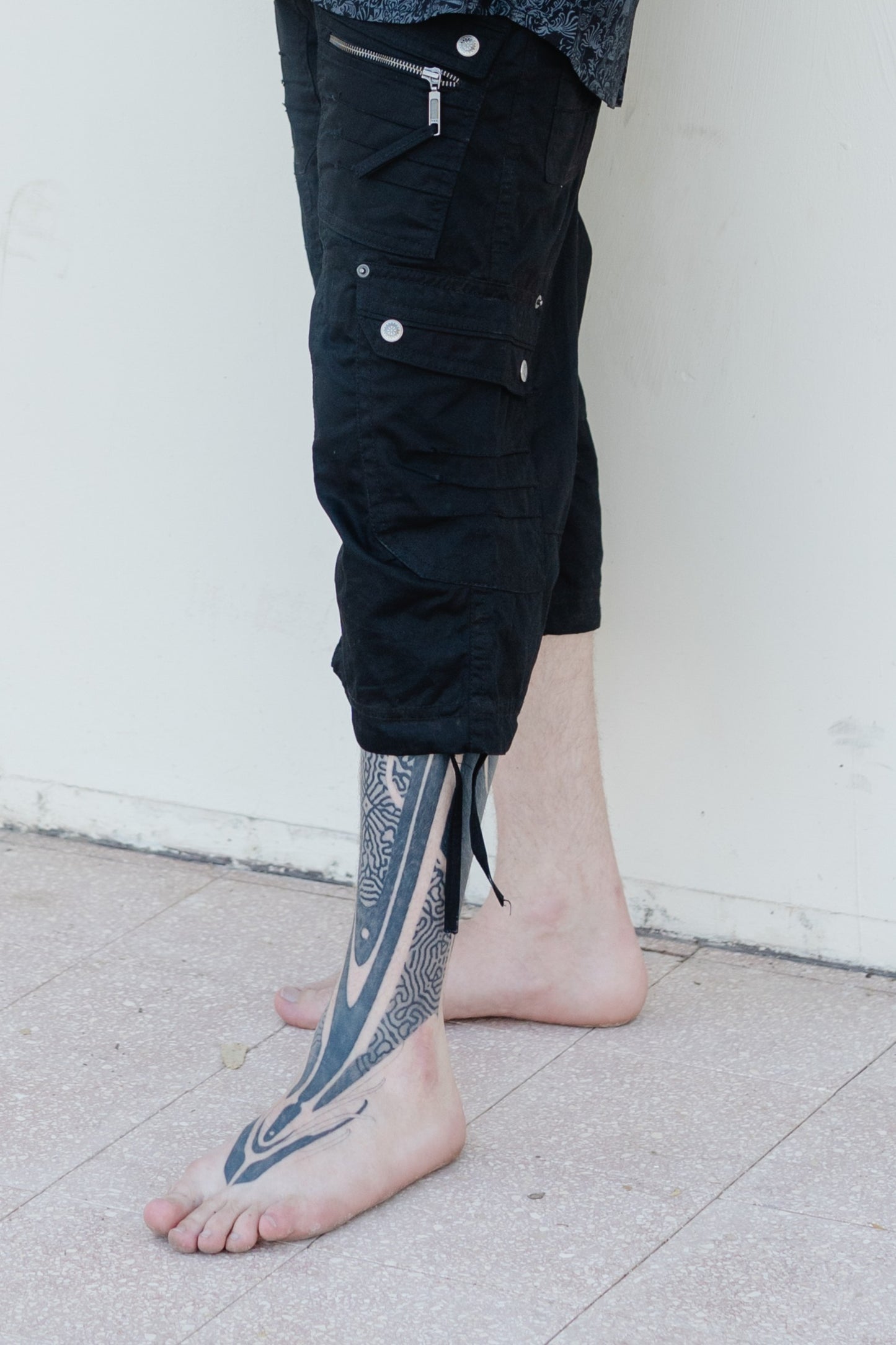 Shorts - MAYA Cotton Cargo 3/4 - black
