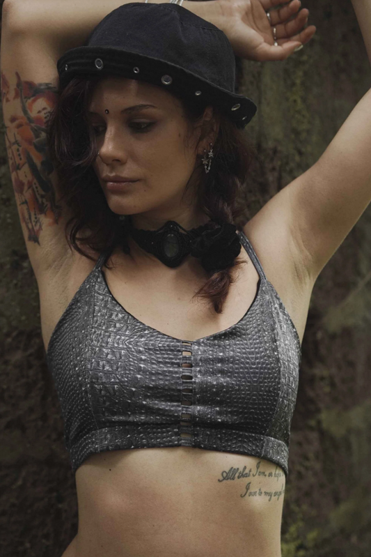 Sleeveless Crop Top - BLACK ILLUSION