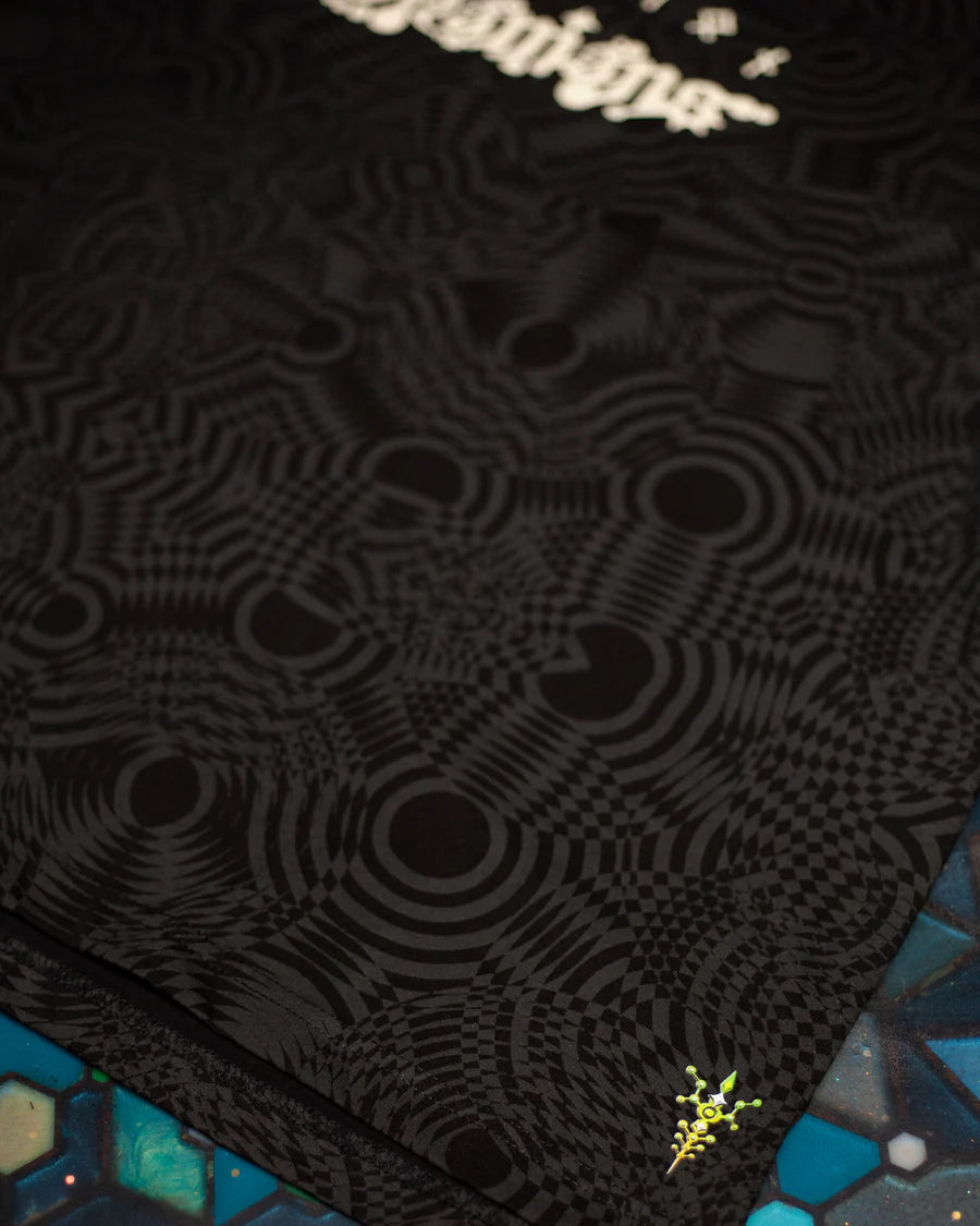 T-Shirt Black Cotton Shinker - WIERD NOISES SHAMANS SMOKE White