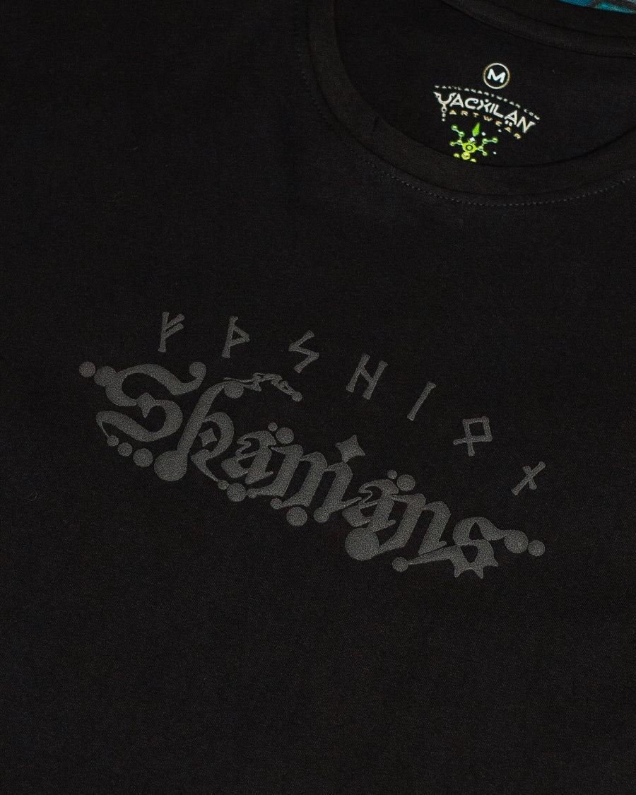 T-Shirt Oversize Black Cotton Shinker - BLAK SHAMANS SMOKE