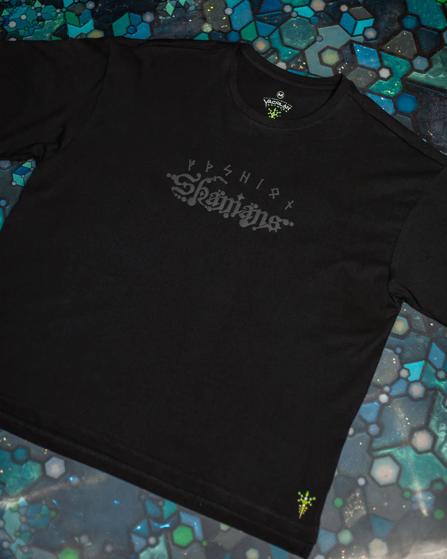 T-Shirt Oversize Black Cotton Shinker - BLAK SHAMANS SMOKE