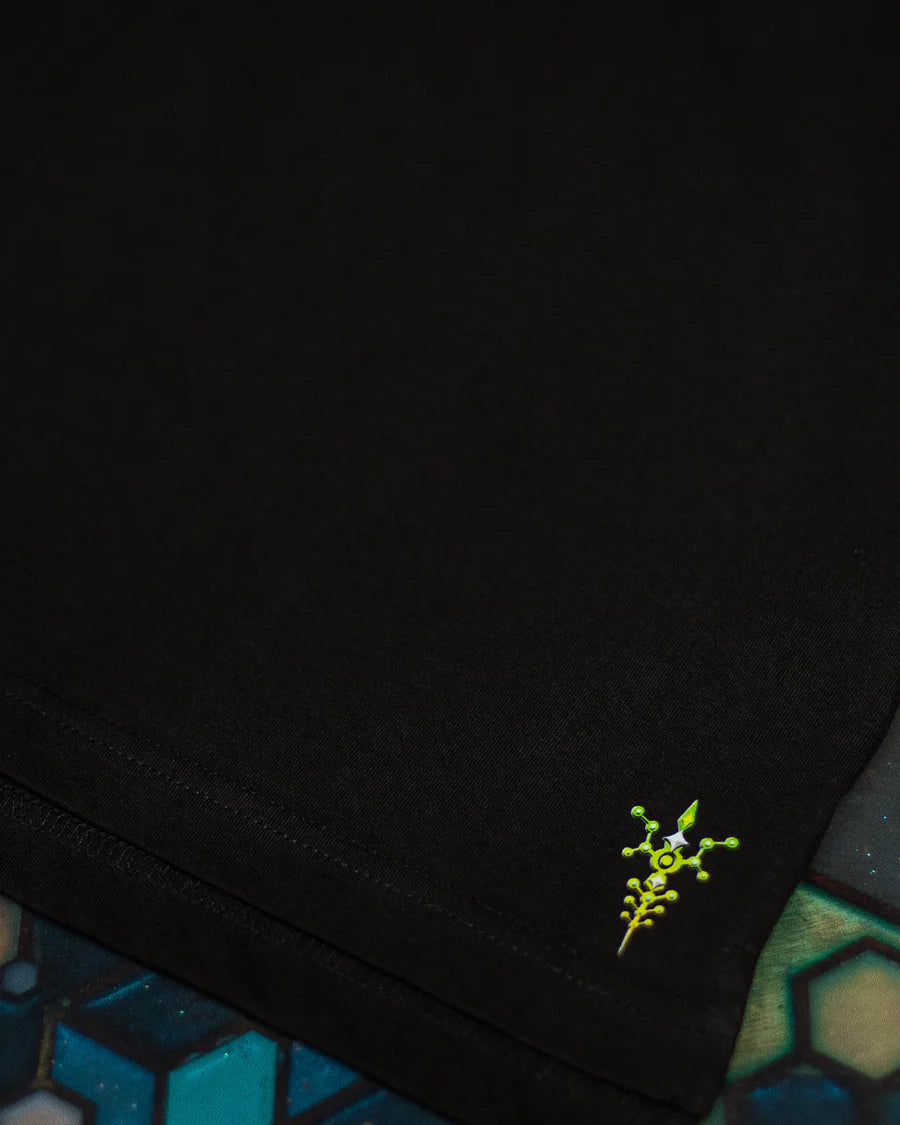 T-Shirt Oversize Black Cotton Shinker - BLAK SHAMANS SMOKE