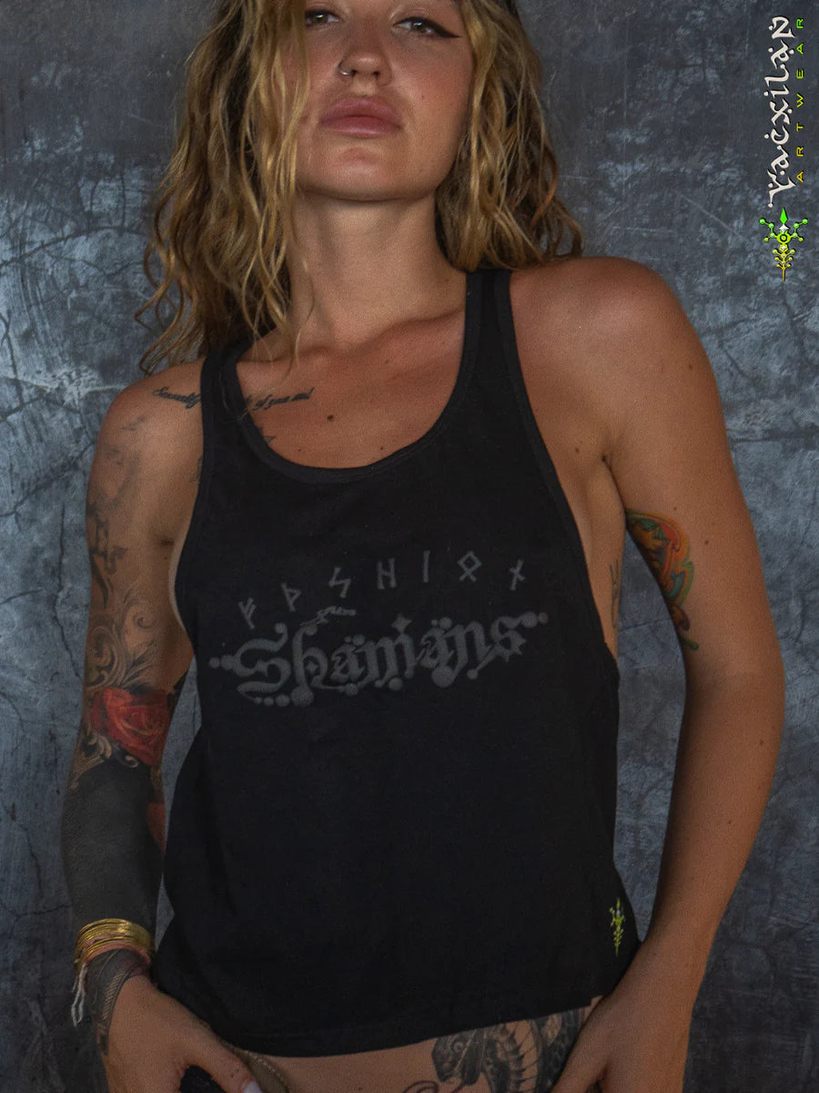 Tank Top Woman - Black Cotton Shinker - BLAK SHAMANS