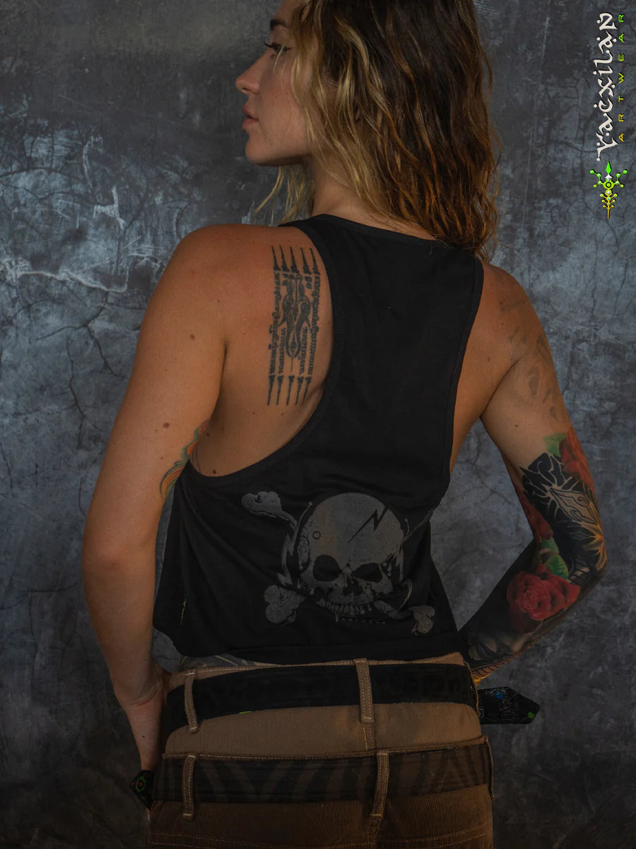 Tank Top Woman - Black Cotton Shinker - BLAK SHAMANS