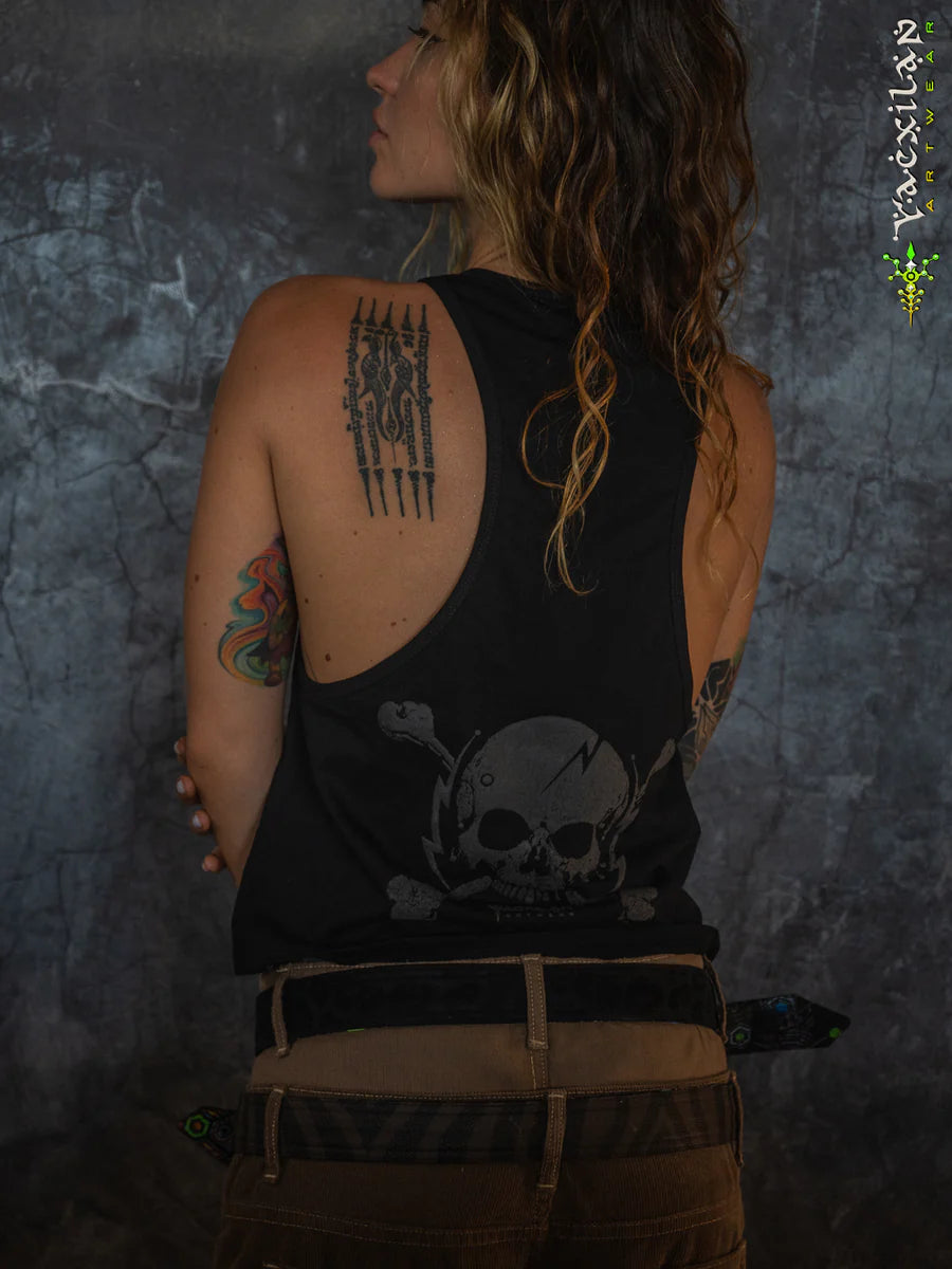 Tank Top Woman - Black Cotton Shinker - BLAK SHAMANS