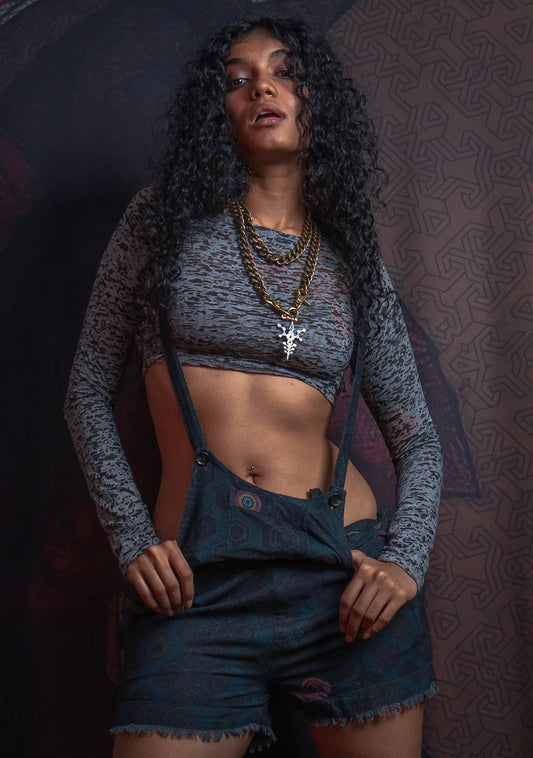 Yacxilan - Crop Top Longsleeve - Grey ATLANTIS
