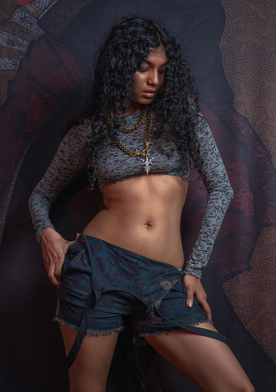 Yacxilan - Crop Top Longsleeve - Grey ATLANTIS